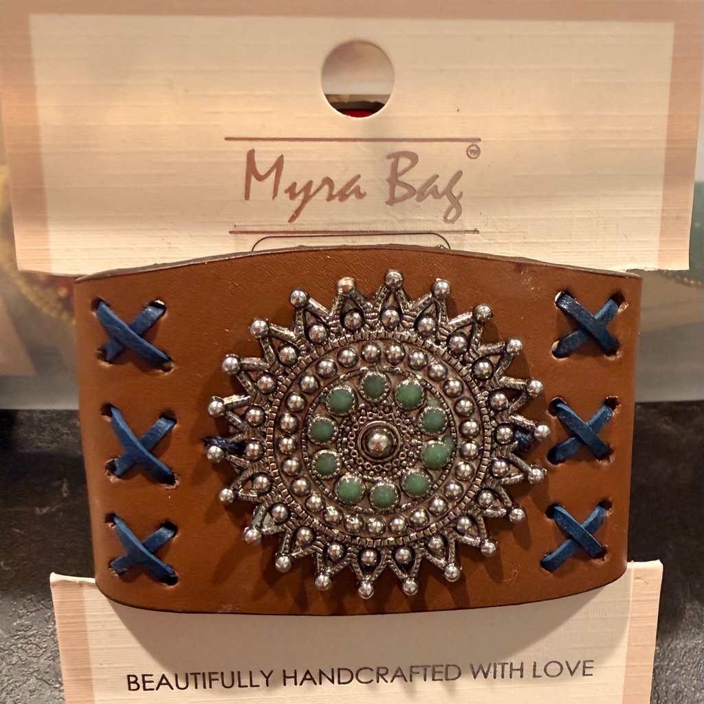 Myra Bag Brown And Green Bracelet Leather New 17$